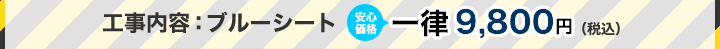 工事内容：ブルーシート　安心価格：一律9,800円（税込）